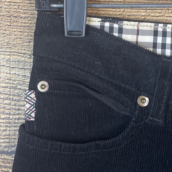 Burberry Corduroy Pants Black Nova Check Side Stripe Size 6 - Picture 3 of 12